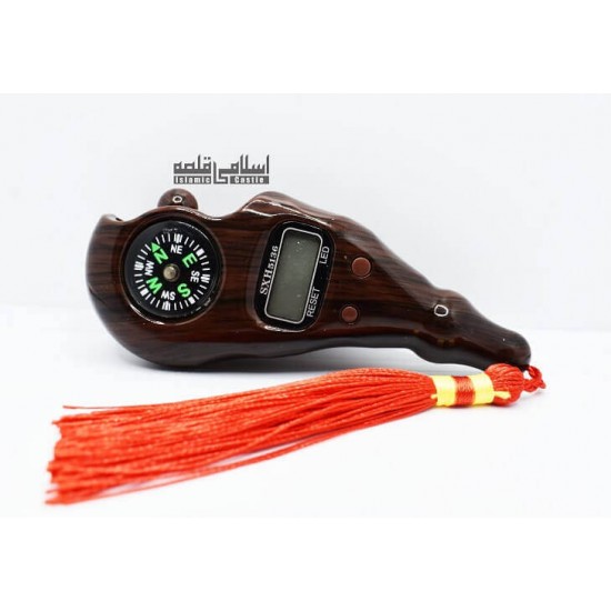 LED Digital Tasbih with dark brown wooden Texture