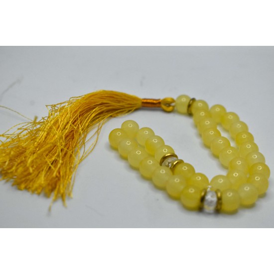 Light yellow color marble bead 33 grian