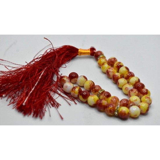 Red  yellow marble bead 33 grain