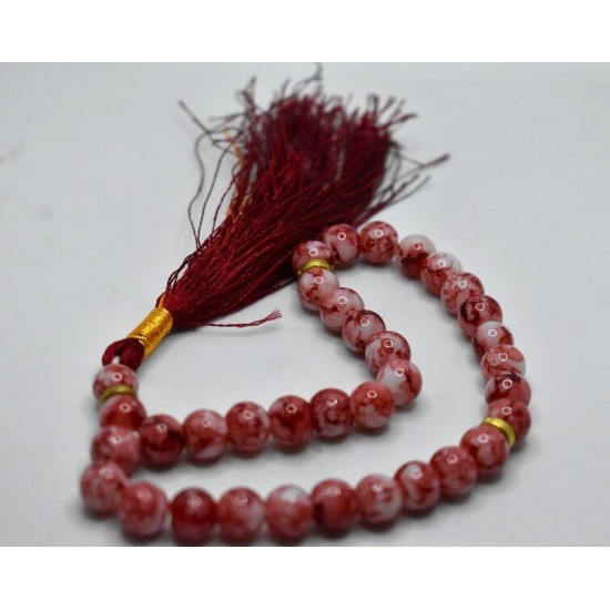 Red and silver marble bead 33 grain