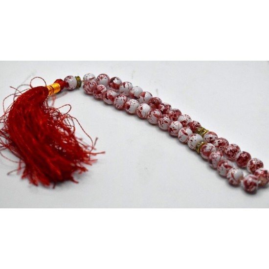 White red marble bead 33 grain