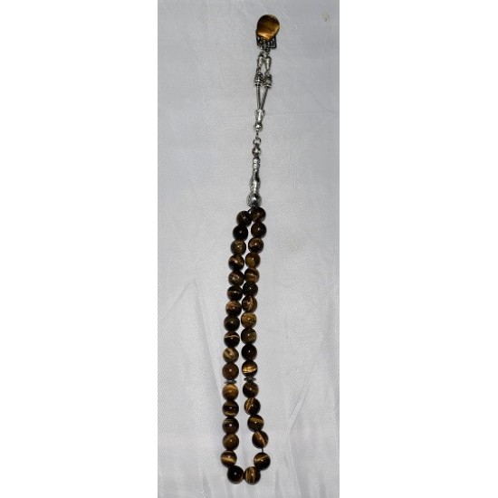 Real Brown Marble Prayer Beads Size 10 mm Counts 33