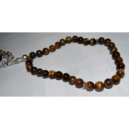 Real Brown Marble Prayer Beads Size 10 mm Counts 33