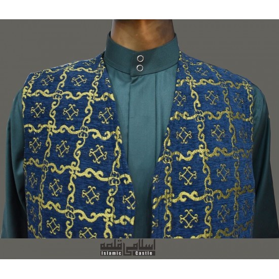 Fancy Golden Green Vest Coat