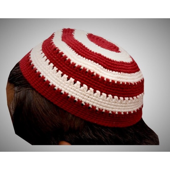 Prayer Wool Knit Cap Red White Lines