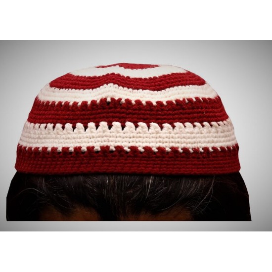 Prayer Wool Knit Cap Red White Lines