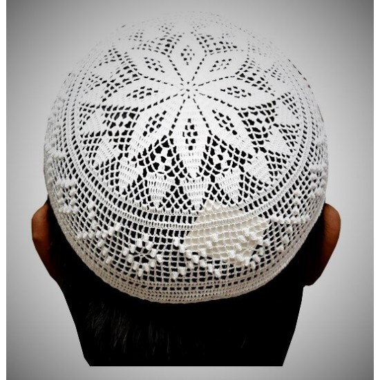 Prayer Cotton Knit Cap White Flower