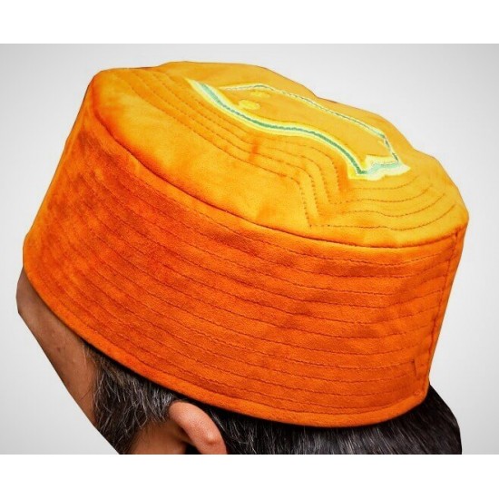 Kufi Nalain Cap Orange Kufi Hat