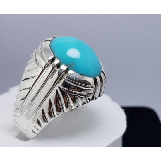 Turquoise Feroza Tiger Style Silver Ring