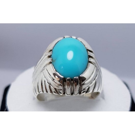 Turquoise Feroza Tiger Style Silver Ring