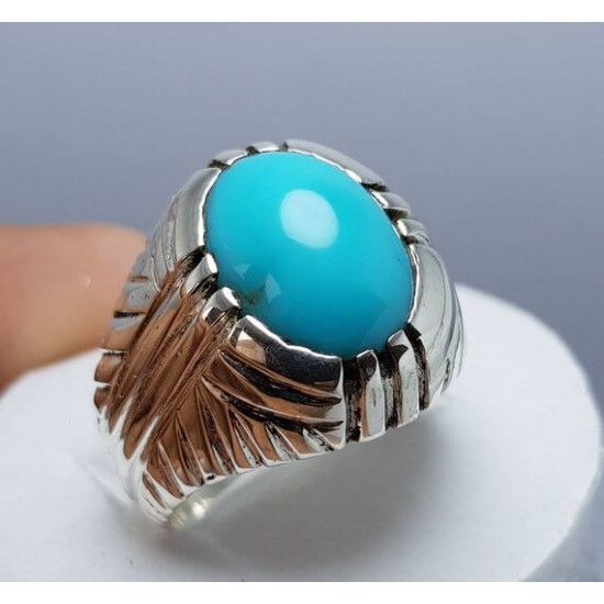 Turquoise Feroza Tiger Style Silver Ring