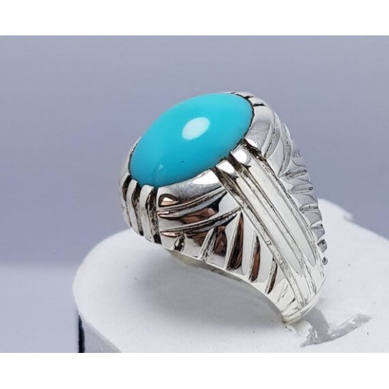 Turquoise Feroza Tiger Style Silver Ring