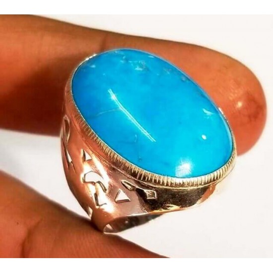 Antique Turquoise Feroza Silver Ring