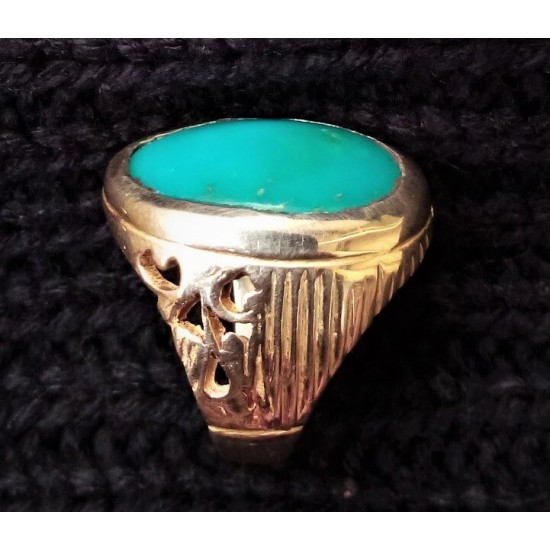 Natural Turquoise Feroza Oval Shape Silver Ring