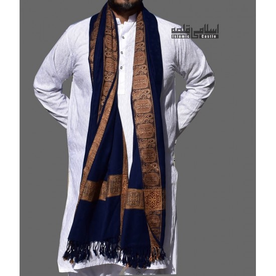 MEN SHAWL BLUE WOOL WOVEN