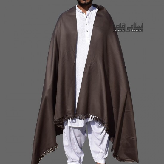 MIX WOOLEN DARK GREY PLAIN KASHMIRI SHAWL FOR MEN