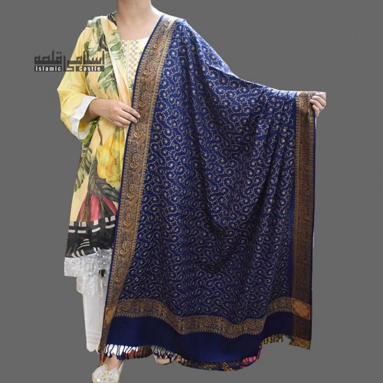 WOMEN NAVY BLUE FULL EMBROIDERED KASHMIRI SHAWL