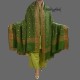 WOMEN SHAWL ACRO GREEN GOLDEN PATCHES EMBROIDERED FOUR CORNERS