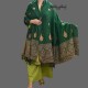 WOMEN SHAWL ACRO GREEN WOOLEN BROWN DESIGNER SIDES