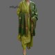 WOMEN SHAWL ACRO GREEN WOOLEN BROWN DESIGNER SIDES