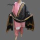 WOMEN SHAWL BLACK AND GOLDEN SELF EMBROIDERY