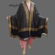 WOMEN SHAWL BLACK AND GOLDEN SELF EMBROIDERY