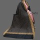 WOMEN SHAWL BLACK AND GOLDEN SELF EMBROIDERY