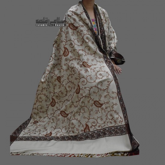 WOMEN SHAWL SKIN COLOR BEAUTIFULLY FLOWERED AND FOUR CORNERS FULL EMBROIDERED