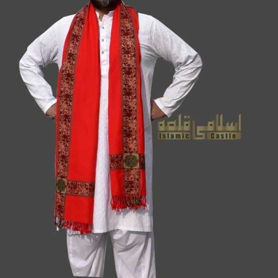 MEN RED SHAWL WOOL WOVEN