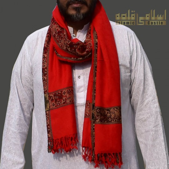 MEN RED SHAWL WOOL WOVEN