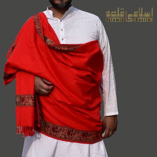 MEN RED SHAWL WOOL WOVEN