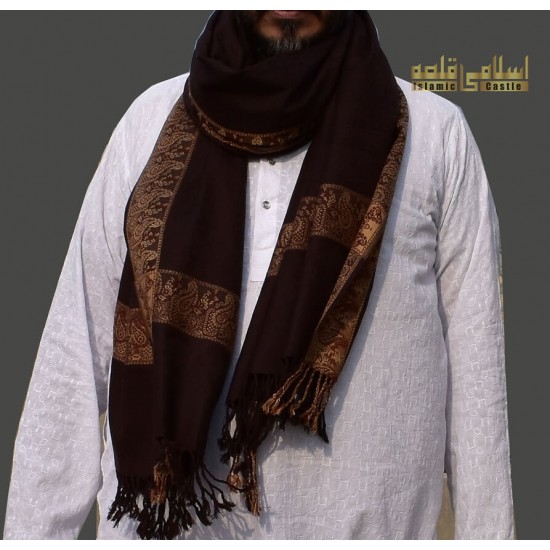 MEN SHAWL BROWN WOOL WOVEN