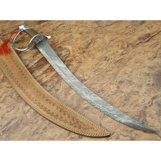 NS-100 CUSTOM HANDMADE 25 Inches Fire Damascus Arabian Sword