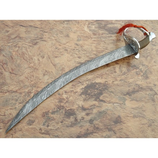 NS-100 CUSTOM HANDMADE 25 Inches Fire Damascus Arabian Sword