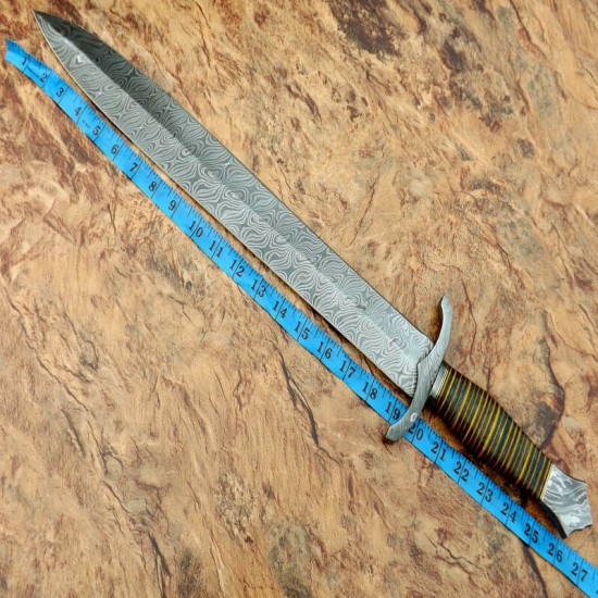 NS-102 CUSTOM HANDMADE 26 Inches Damascus Steel Sword Paka Wood Handle