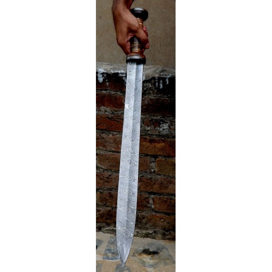 NS-104 CUSTOM HANDMADE 28 Inches Damascus Steel Sword Paka Wood Handle