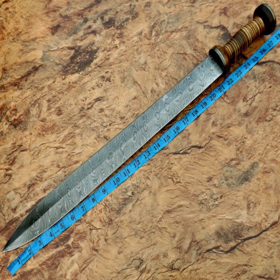 NS-104 CUSTOM HANDMADE 28 Inches Damascus Steel Sword Paka Wood Handle