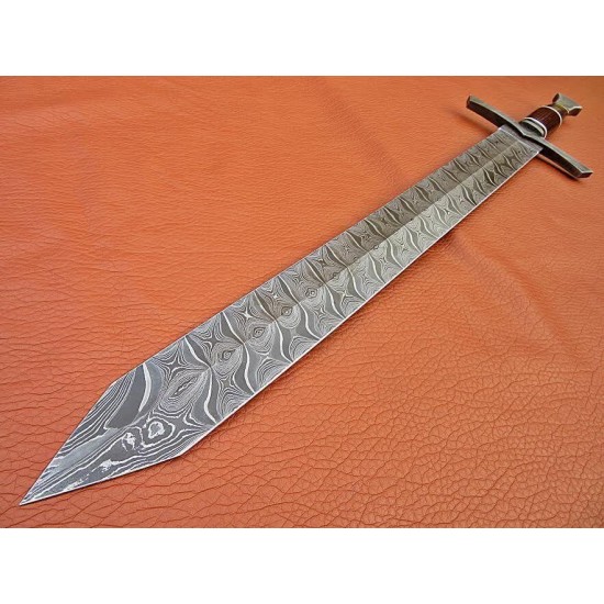 NS-106 CUSTOM HANDMADE 32 Inches Damascus Steel Paka Wood Handle