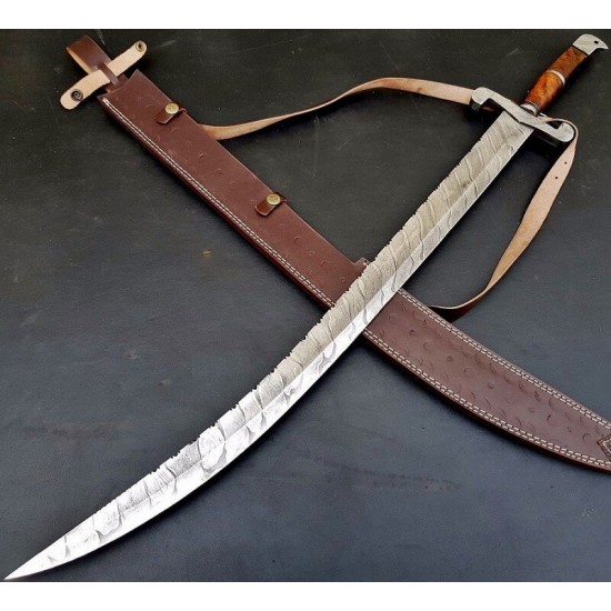 NS-110 CUSTOM HANDMADE 35 Inches Rose Wood Handle Arabian Sword