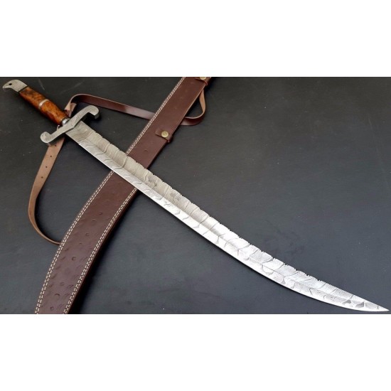 NS-110 CUSTOM HANDMADE 35 Inches Rose Wood Handle Arabian Sword