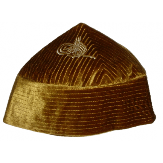 Kufi Cone Taj Golden Sufi Muslim Hat