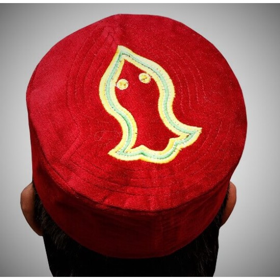 Kufi Nalain Cap Red Sufi Muslim Hat