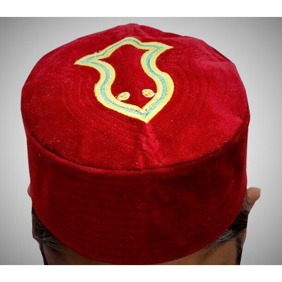 Kufi Nalain Cap Red Sufi Muslim Hat