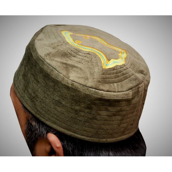 Kufi Nalain Cap Henna Green Sufi Muslim Hat