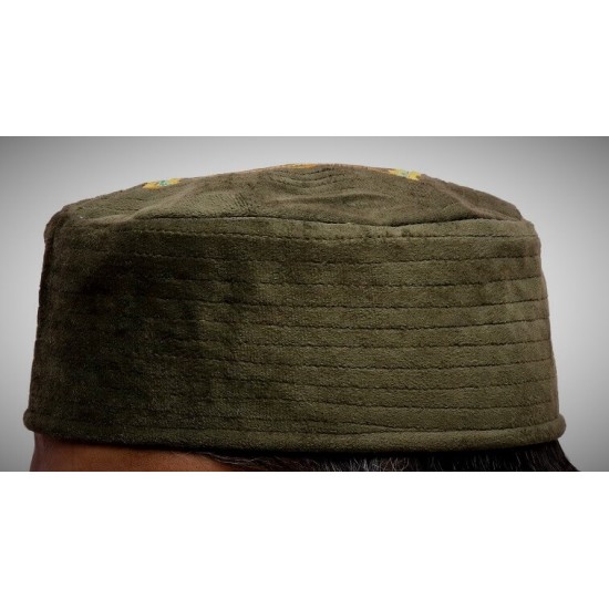 Kufi Nalain Cap Henna Green Sufi Muslim Hat