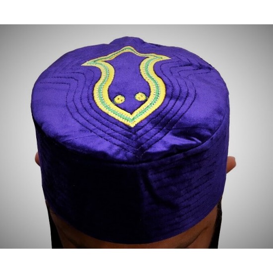 Kufi Nalain Cap Purple Sufi Muslim Hat