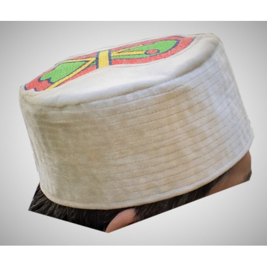 Kufi Nalain Cap White Sufi Muslim Hat